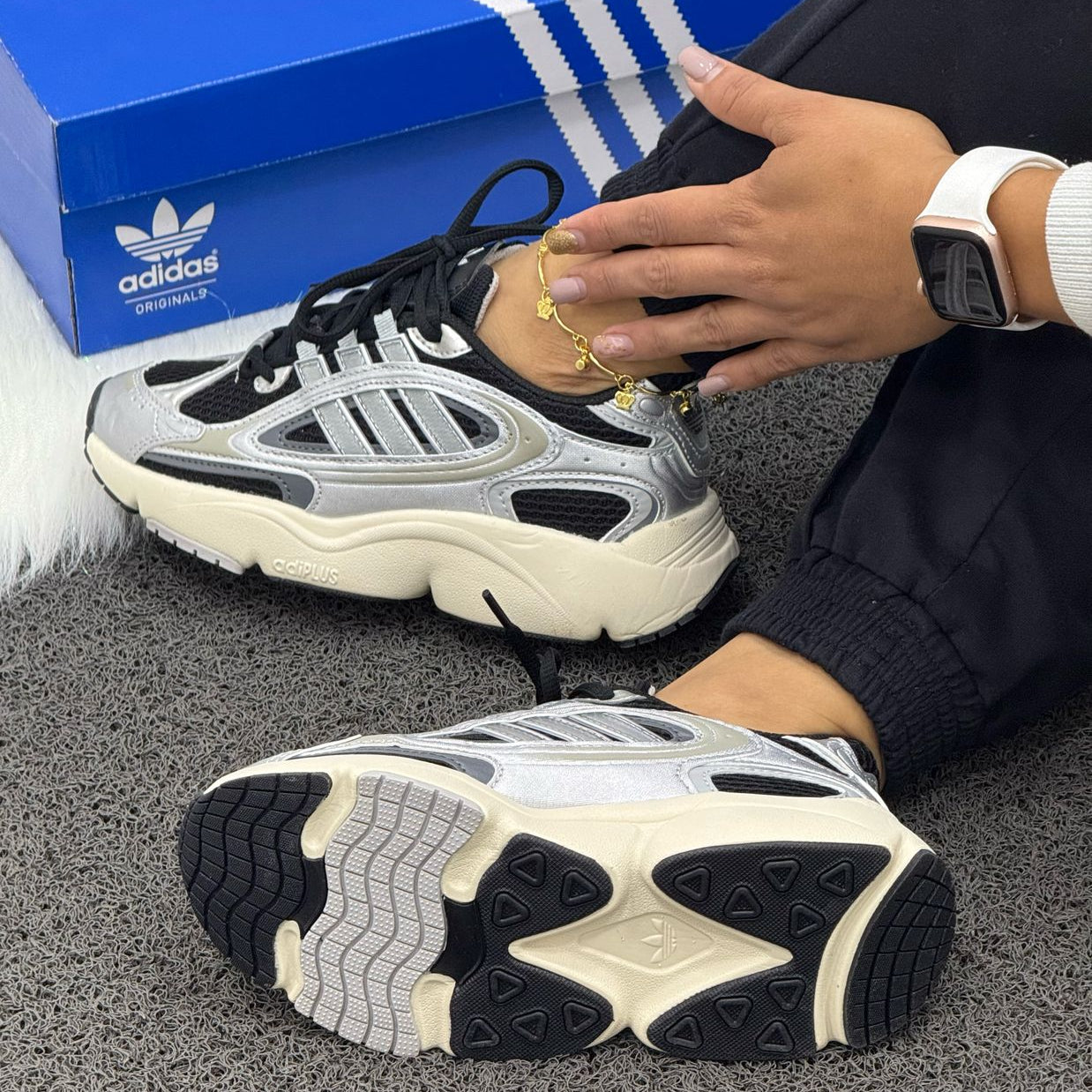 ADIDAS OZMILLEN SILVER AND BLACK
